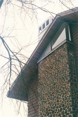 Exterior view of chimney and new window