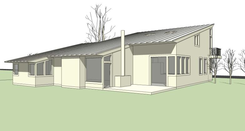 Photo of south-facing rear of the house.