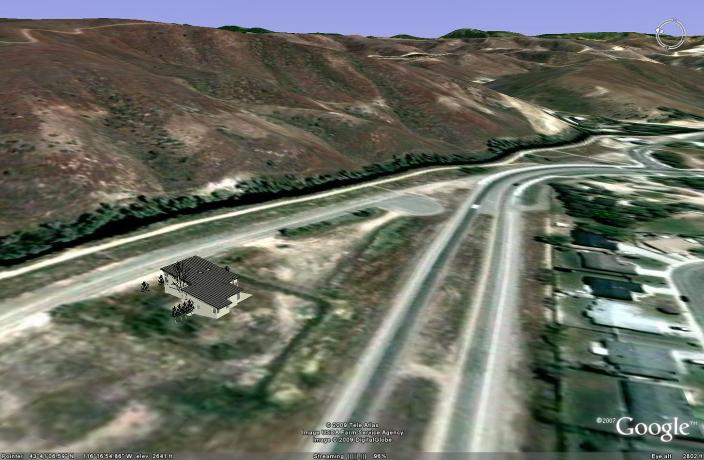 Google SketchUp model placed into Google Earth to show context.